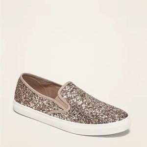Rose Gold Glitter Slip-On Sneakers